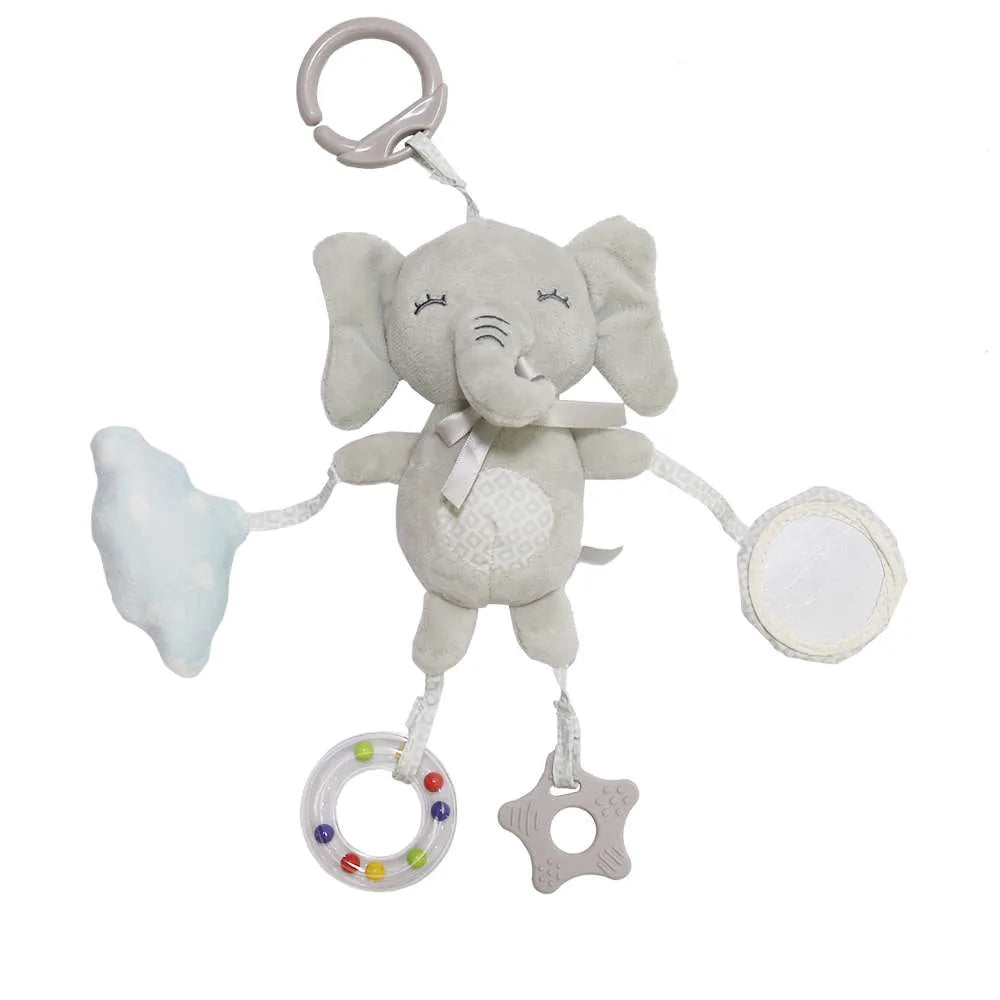Elefanten-Hänge-Spielzeug – mit Rassel, BB-Sound, Spiegel & Beißring