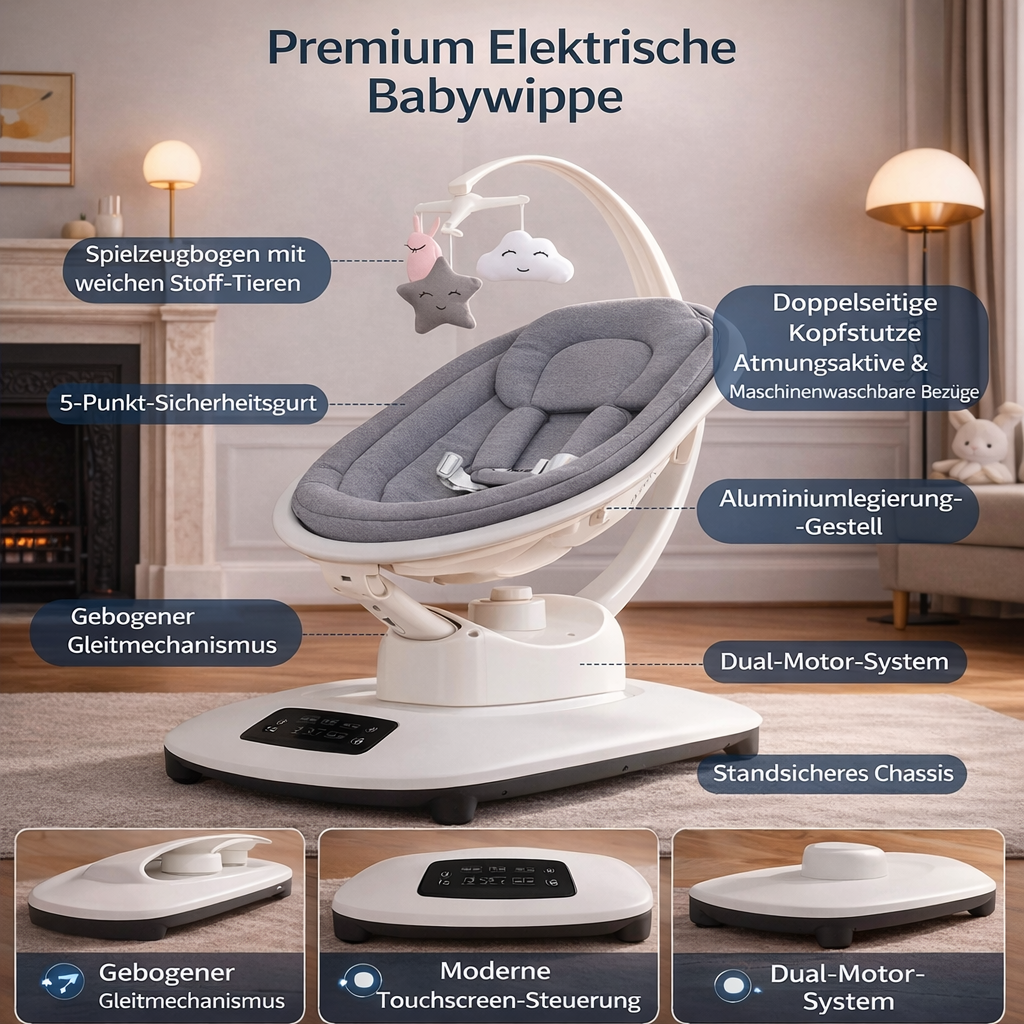 Premium Elektrische Babywippe – Geborgenheit wie in Mamas Armen
